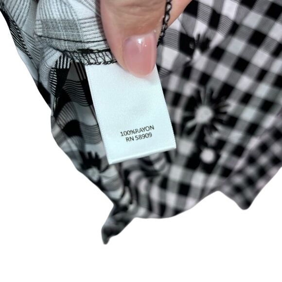 NWTAllison Daley $69 Gingham Floral Blouse Balloon Sleeve Tie Top Plus Size 3X - Picture 9 of 10